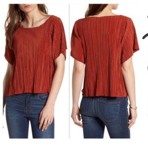 Madewell Burnt Orange Micro pleat Top - XL